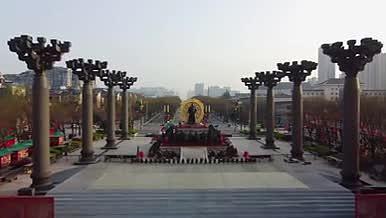 西安开元盛世李世民雕像大唐不夜城4K航拍视频的预览图